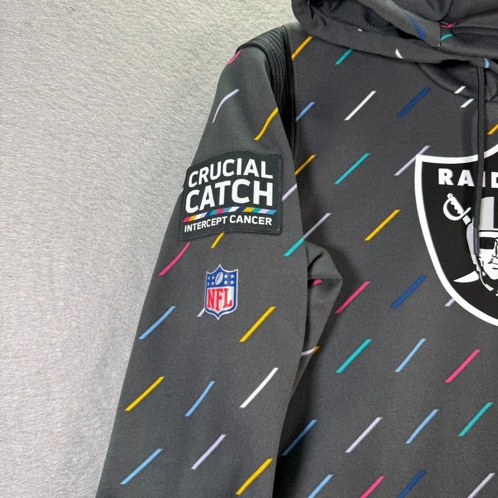 Las Vegas Raiders Crucial Catch Hoodie Sweatshirt Women Medium Gray Nike Dri Fit